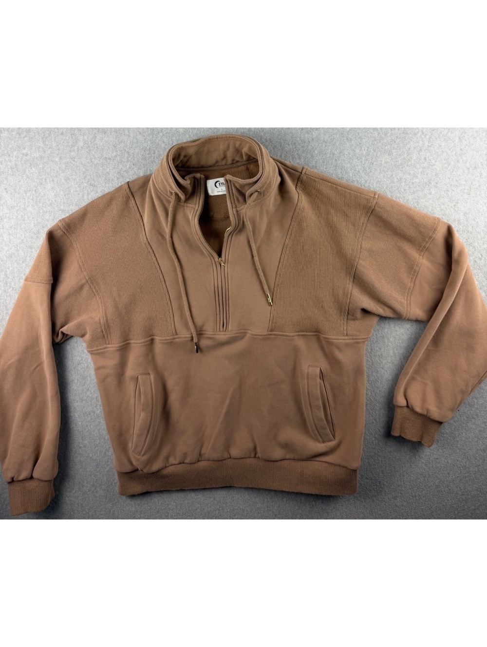 Zyia | Tan Brown Quarter 1/4 Zip Mave Sweatshirt in Relaxation material Size L
